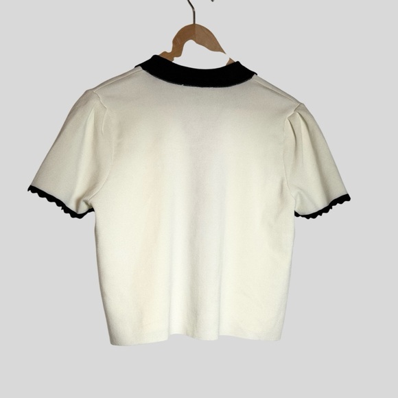 Laundry by Shelli Segal Scallop Trim Knit Top | Size L - Picture 2 of 5